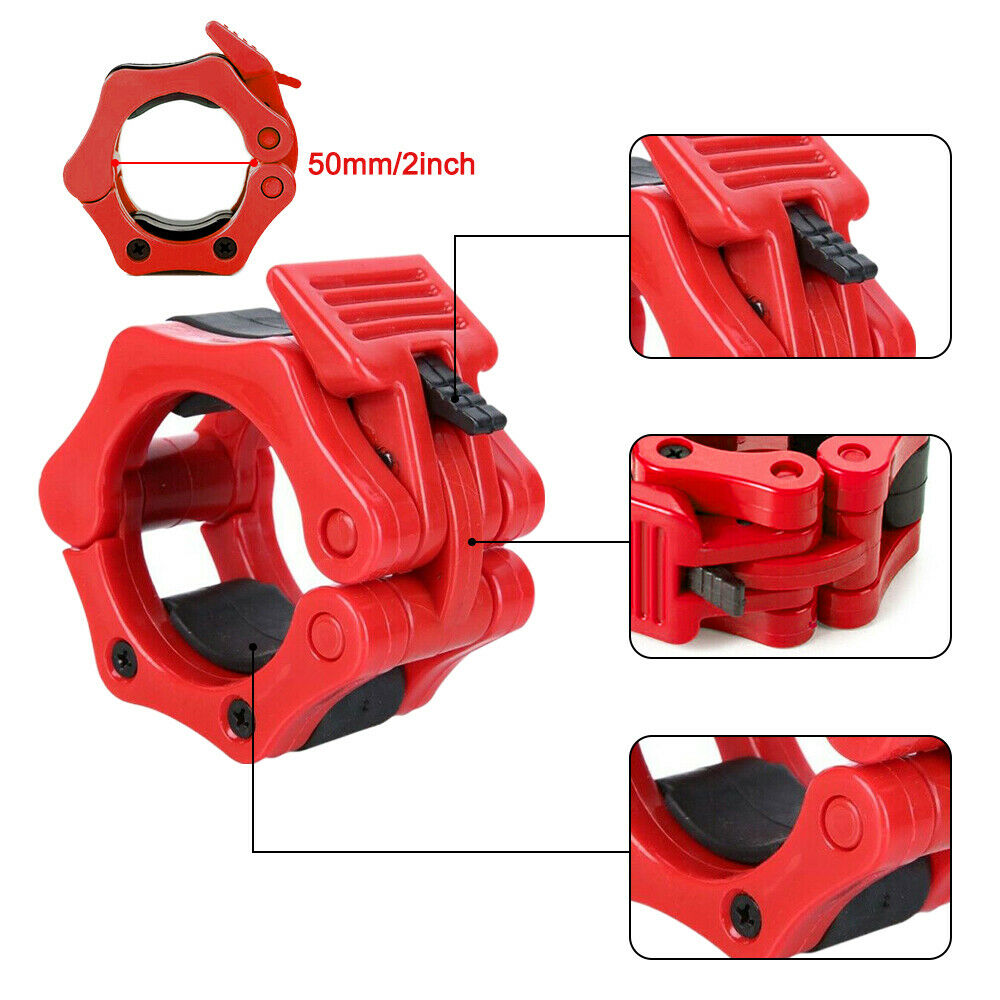 1 Pair Olympic 2" Spinlock Collars Barbell Collar Lock Dumbell Clips Clamp Weight lifting Bar Gym Dumbbell Fitness Body Building