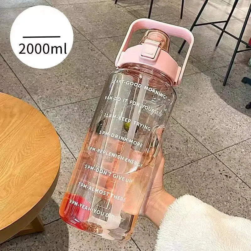 2L Water Bottle With Straw Large Capacity Sports Water Bottle