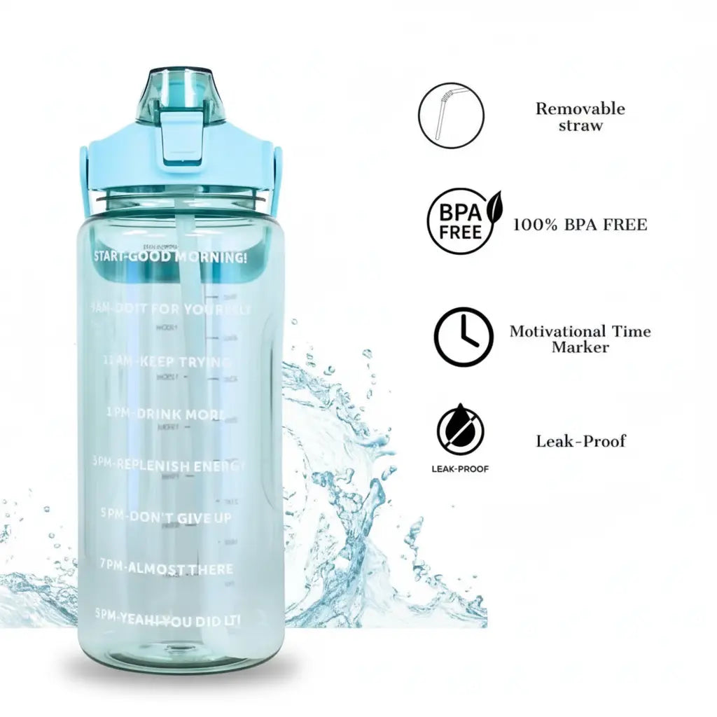 2L Water Bottle With Straw Large Capacity Sports Water Bottle