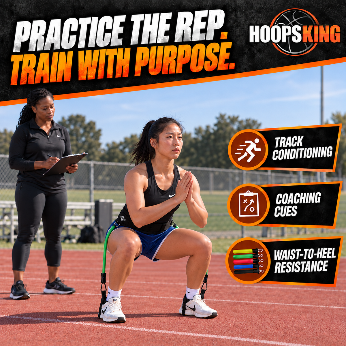HoopsKing Vertical Jump Trainer Resistance Bands | Waist to Heels